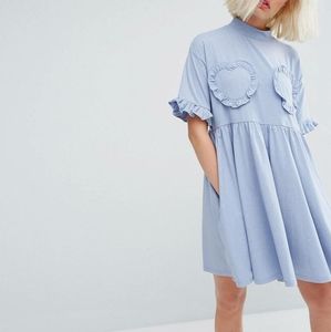Lazy Oaf Oversized T-Shirt Dress With Frilly Hearts